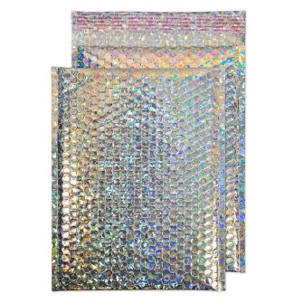 Metallic Bubble Padded Pocket Peel and Seal Holographic BX100 12 3/4 x 9