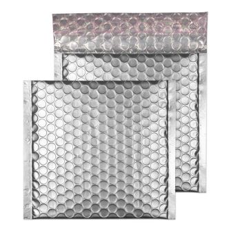 Padded Bubble Wallet Peel and Seal Brushed Chrome CD 6 1/4 x 6 1/4